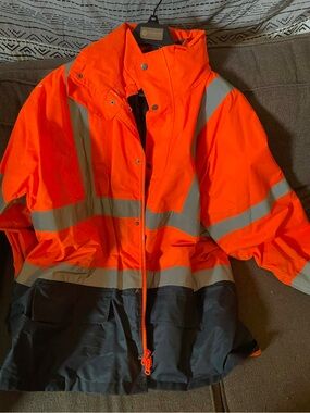 High-Visibility Reflective Safety Coat - Orange with Black Trim